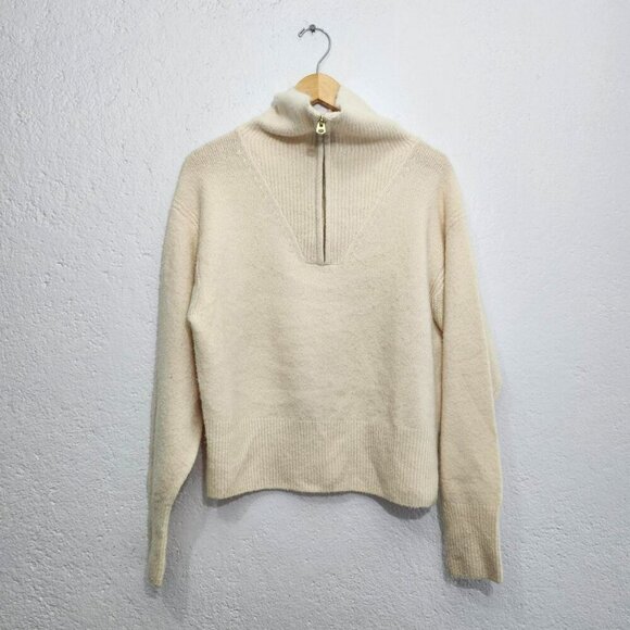 Cream J.Crew cropped quarter zip sweater - Picture 2 of 4